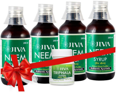 

Jiva Neem Syrup (200 ml) Pack of 4 with Triphala Tablets (60 Tablets) Combo(Neem Syrup (200 ml) Pack of 4 with Triphala Tablets (60 Tablets))