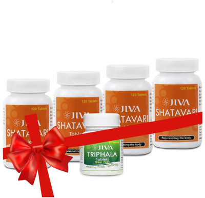 

Jiva Shatavari Tablets (120 tablets) Pack of 4 with Triphala Tablets (60 Tablets) Combo(Shatavari Tablets (120 tablets) Pack of 4 with Triphala Tablets (60 Tablets))