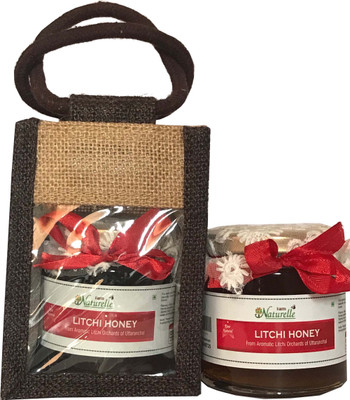 

Farm Naturelle (Set of 10) Aesthetically Designed Jute Gift Bag with Pure Raw Natural Unheated Unprocessed Litchi Flower Honey-250 GMS-Corporate Christmas Gift Pack(2500 g, Pack of 10)