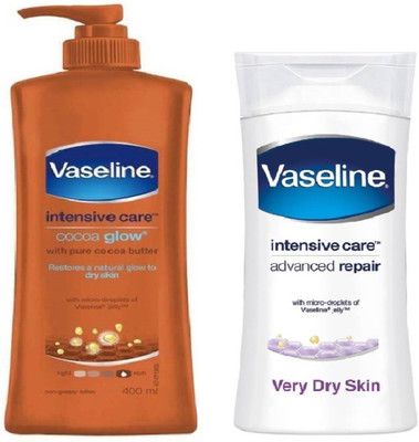 

Vaseline Cocoa Glow Nourishing Lotion (400 ml) and Intensive Care Advanced Repair Body Lotion (300 ml)(700 ml)
