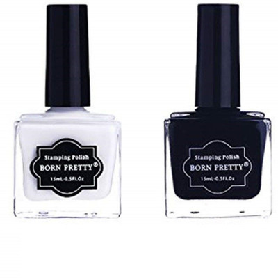 

Born Pretty Nail Art Stamping Polish Manicure Varnish Black, White(Pack of 2)