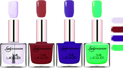 

Lady Fashion Extra Shine Extra Long Stay Chip Resistant Nail Polish Top Coat,Violet,Blue,Light Green(Pack of 4)