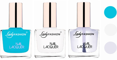 

Lady Fashion Extra Shine Extra Long Stay Chip Resistant Nail Polish (Set Of 3) Sky Blue,White,Transparent(Pack of 3)