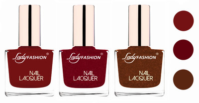 

Lady Fashion Glossy & Long Stay Nail Polish combo Coffee,Pink,Copper(Pack of 3)