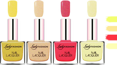 

Lady Fashion Extra Shine Extra Long Stay Chip Resistant Nail Polish Golden,Beach Nude,Bright Pink,Mettalic Gold(Pack of 4)