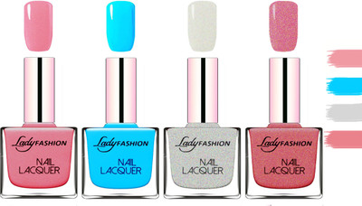 

Lady Fashion Extra Shine Extra Long Stay Chip Resistant Nail Polish Silky Pink,Sky Blue,Grey,Mauve(Pack of 4)