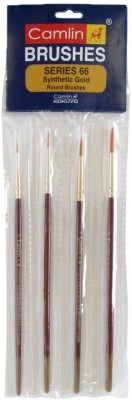 Camlin Paint Brush Series 66 - Round Synthetic Gold, Set of 4(Set of 4, Gold)