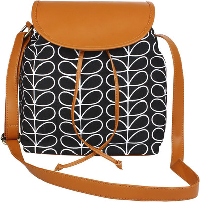 

Lychee Bags Girls Casual Black Canvas, PU Sling Bag