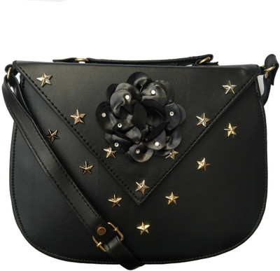 

AVS Women Evening/Party, Casual Black PU Sling Bag