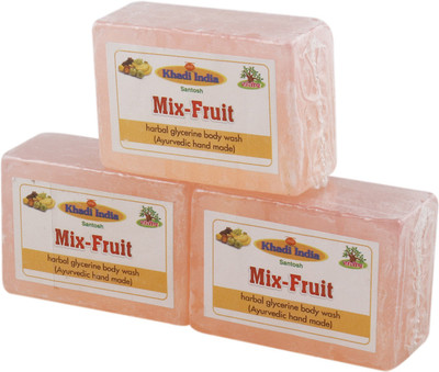 

Khadi India Santosh Mix Fruit Harbal Glycerin Body Wash Soap (Ayurvedic Hand Made) (Pack of 3)(375 g, Pack of 3)