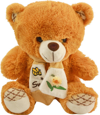 

Miss & Chief Teddy Bear Stuff Toy With Muffler - 30 cm(Brown)