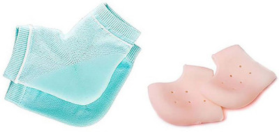 

Shopimoz Combo of Anti Heel Crack Set + Anti Heel Silicon Socks Heel Support (, Orange, Blue, Blue;orange