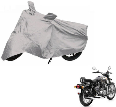 NIKS Two Wheeler Cover for Royal Enfield(Bullet 500, Silver)