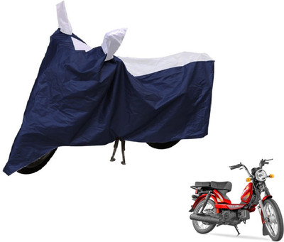 Auto Hub Two Wheeler Cover for TVS(Heavy Duty Super XL, Blue, Silver)