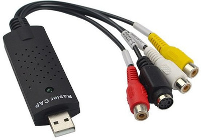 microware Video & Audio DVR Capture USB 2.0 Converter Adapter With Stereo Audio HDTV VHS DVD RCA S-Video Input for PC Laptop Windows 2000 / Windows XP/Vista(32 bit) / 7/8 mmpl-easycap Laptop Accessory(Black)