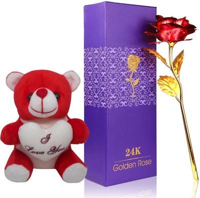 Natali Traders Soft Toy, Artificial Flower Gift Set