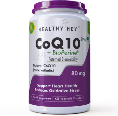 

HealthyHey Nutrition CoQ10-80mg - 60 Veg Capsules (Pack of 1)(80 mg)