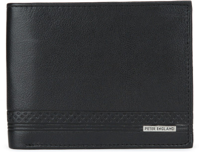 

Peter England Men Black Genuine Leather Wallet(12 Card Slots)