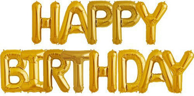 

Tiank Innovation Solid XL Happy Birthday Letter Foil Balloon Banner for Birthday Party Decoration Balloon(Gold, Pack of 13)