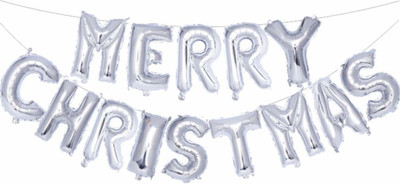 

Aish n Bless Solid MERRY CHRISTMAS Letter Balloon(Silver, Pack of 1)