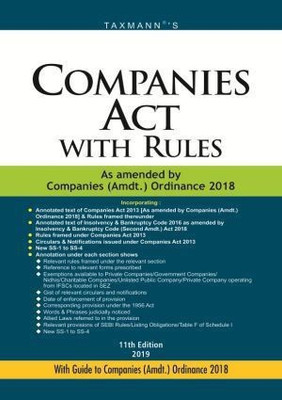 Companies Act with Rules As amended by Companies (Amdt.) Ordinance 2018(English, Paperback, Taxmann Publications)