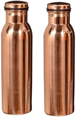 GULZAR Copper 2 Water Bottle, With 2 Glass Combo 1000 Bottle (Pack of 2, ) pure copper 1000 ml Bottle(Pack of 2, Brown, Copper)