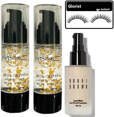 

glorist eyelash and bobbi brown pro long foundation with mac pure radiance skin caviar Primer Pack of 2(Set of 4)