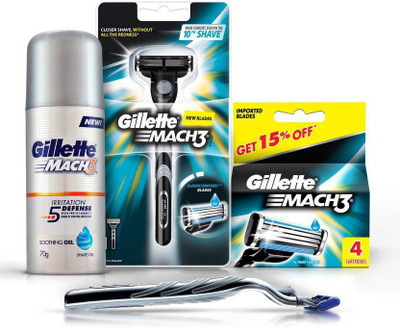 

Gillette mach3 razor with 4s blades combo set(Set of 4)