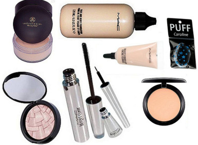 

caroline Eyelashes& face & body Foundation & Anastasia Loose Powder & Brooke Candy Liner & Mascara& Compact 2 & Anastasia illuminator & Select cover-up concealer(Set of 8)