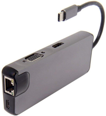 

ShopyBucket Portable 8 in1 USB C Hub USB Type C Adapter with HDMI Port and VGA Port HDMI Cable(Mobile, Cumputer, Grey)