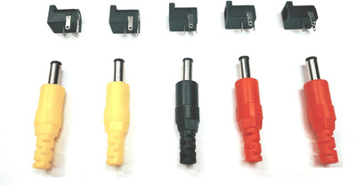 

ESP 5 Pcs 2.1mm x 5.5mm Male + Female Metal Panel Socket Pair Jack Plug DC Connector, 12 V DC Pin and Socket, Adapter Pin Electronic Components Electronic Hobby Kit