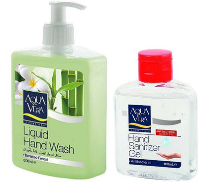 Aquavera Handwash & Sanitizer Combo(500 ml, Pump Dispenser, Pack of 2)