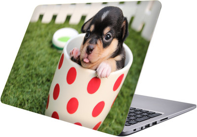 

PRINTCLUB black puppy Laptop Sticker 15.6 inch-Premium Quality, UV Printed, Laminated, Bubble Free, Scratchproof Laptop Skin-347 Vinyl Laptop Decal 15.6