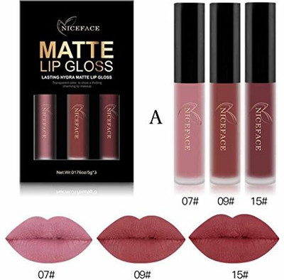 

Staron 3Pcs Matte Lipstick Fashion Long Lasting Display Waterproof Liquid Lipstick Cosmetic Sexy Lip Gloss Kit By A(Multicolor)