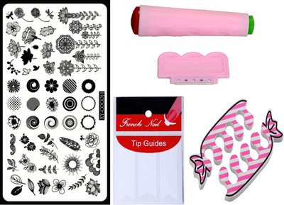 

Royalkart D.I.Y.Nail Art Stamping Kit With 1 Stamping Image Plate(XY-COCO10), Stamper & Scraper, French Manicure Finger Tip Guide and Finger Nail Rest(Multicolour)
