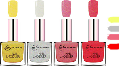 

Lady Fashion Extra Shine Extra Long Stay Chip Resistant Nail Polish Golden,Grey,Mauve,Pink(Pack of 4)