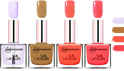 

Lady Fashion Extra Shine Extra Long Stay Chip Resistant Nail Polish Top Coat,Mettalic Brown,Light Orange,Baby Pink(Pack of 4)