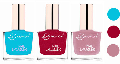 

Lady Fashion Extra Shine Extra Long Stay Chip Resistant Nail Polish (Set Of 3) Sky Blue,Bright Pink,Silky Purple(Pack of 3)