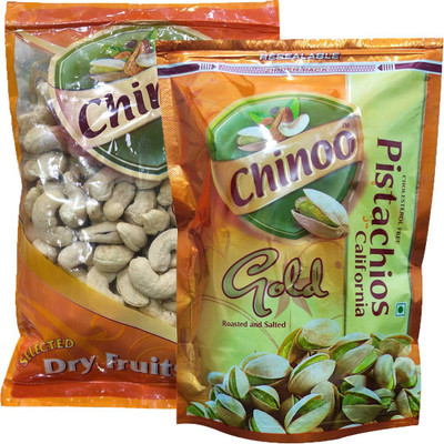 

Chinoo Jumbo W-240 Cashew 250gm & Roasted California Pista 250gm (Pack of 2) Pistachios(500 g, Pouch)