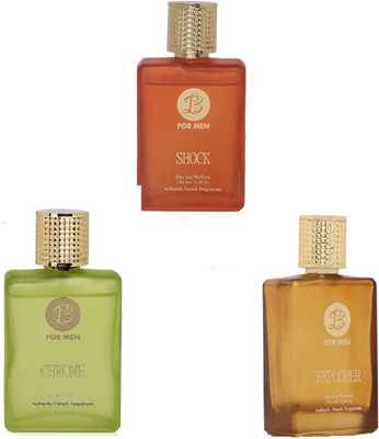 

Lyla Blanc SHOCK CHROME EXPLORER Perfume Spray for Men- (Set of 3) (100ml each) Eau de Parfum - 100 ml(For Men)