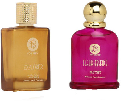 

Lyla Blanc Mens EXPLORER & Womens FLEUR-ESSENCE - (Set of 2 Perfume for Couple) (100ml each) Eau de Parfum - 100 ml(For Men & Women)