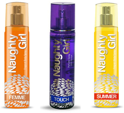 

Naughty Girl FEMME, TOUCH & SUMMER Perfume Spray for Women- (Set of 3) (135ml each) Perfume - 135 ml(For Women)