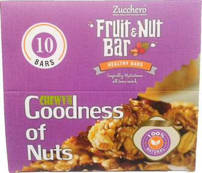

Zucchero Fruit & Nut Energy Bar,Pack of 10, Chewy Nut Bar Nutrition Bars(30 g, Unflavored)