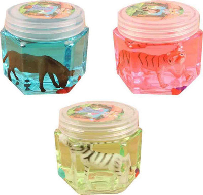 

PTCMart Crystal Clear Putty Slime Jelly Clay with Animal Figure Set of 3 Multicolor Putty Toy Multicolor Putty Toy