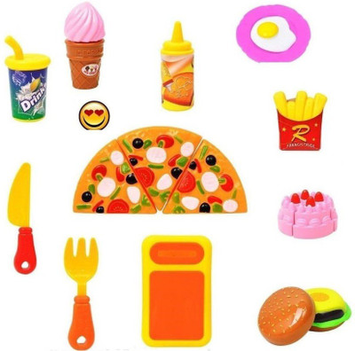 

Kids Choice Plastic Kitchen/Restaurant Role Pretend Pizza Cutting Play Fast Food Set (Multicolour)