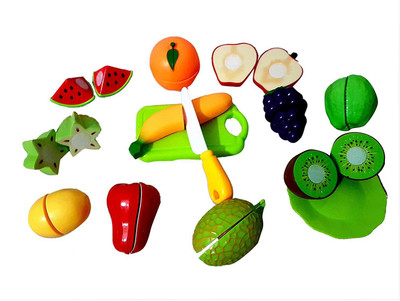 

ICE TREE Realistic Sliceable 15 Pcs Fruits Cutting Play Toy Set, Can Be Cut in 2 Parts