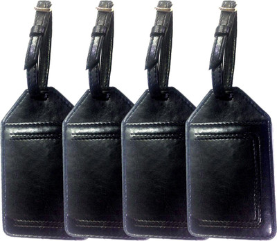 

MYNAA Travel & Luggage tag,safety tag,Name tag Pack of 4 (Black) Luggage Tag(Black)