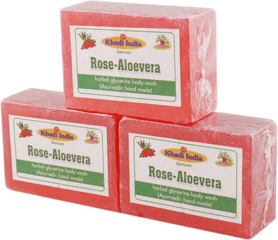 

Khadi India Santosh Rose Aloevera Harbal Glycerin Body Wash Soap (Ayurvedic Hand Made) (Pack of 3)(375 g, Pack of 3)