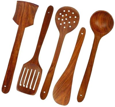 Woodykart Wood Cooking Spoon, Serving Spoon Set(Pack of 5)