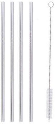 

southfashions Straight Drinking Straw(Silver, Pack of 5)